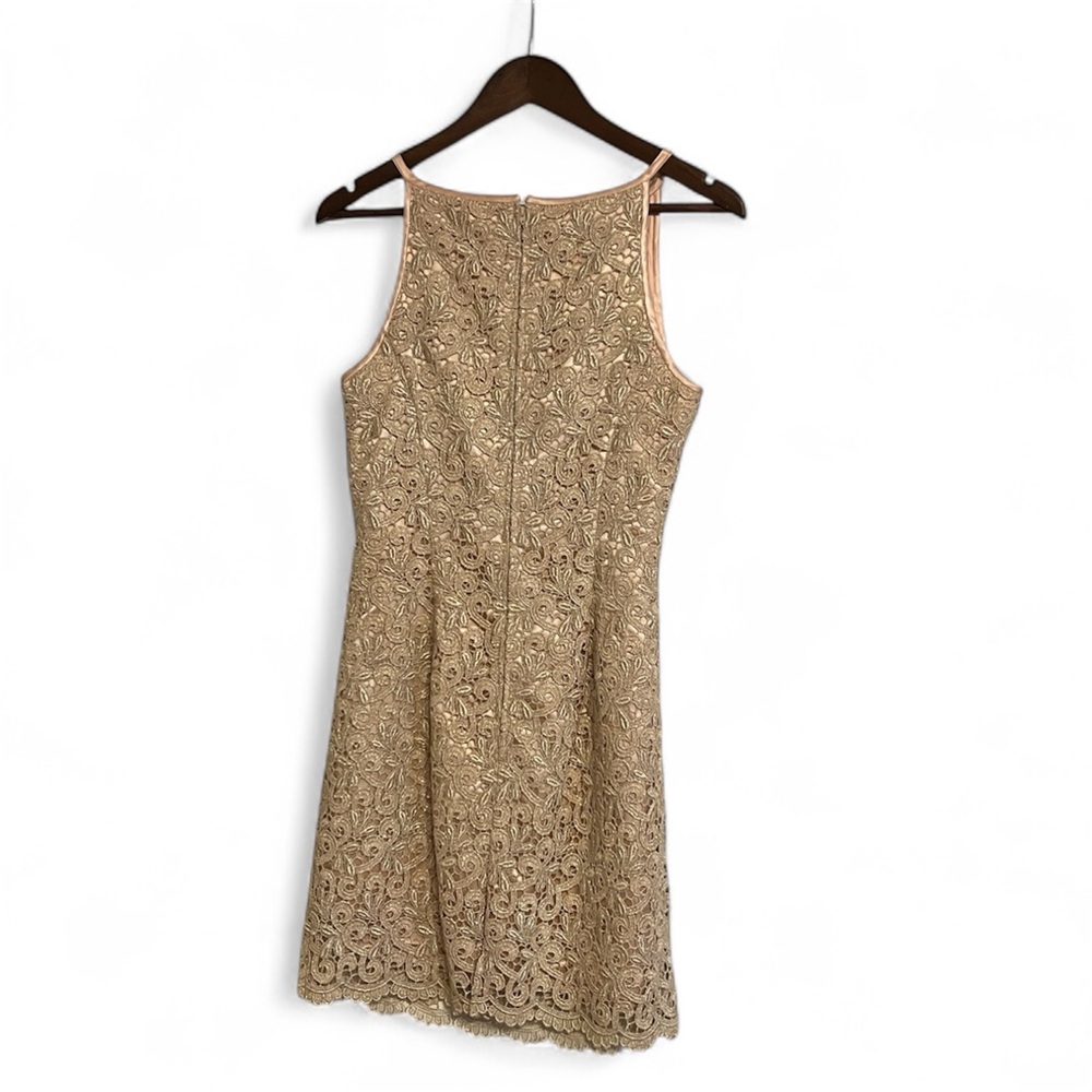 Jessica McClintock Vintage Gold Metallic Lace Cocktail Dress NWT 8 (Small) 90s - Picture 2 of 11